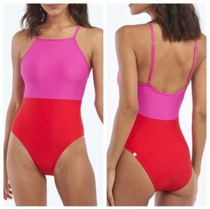 NEW! Summersalt | High-Neck One-Piece Swimsuit | Lava & Hibiscus